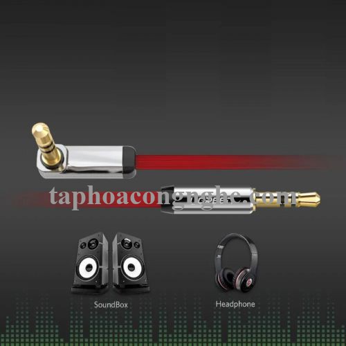 Ugreen 10797 0.5M Đỏ Cáp âm thanh 2 đầu 3.5mm dương chữ L dây dẹt AV119 30010797